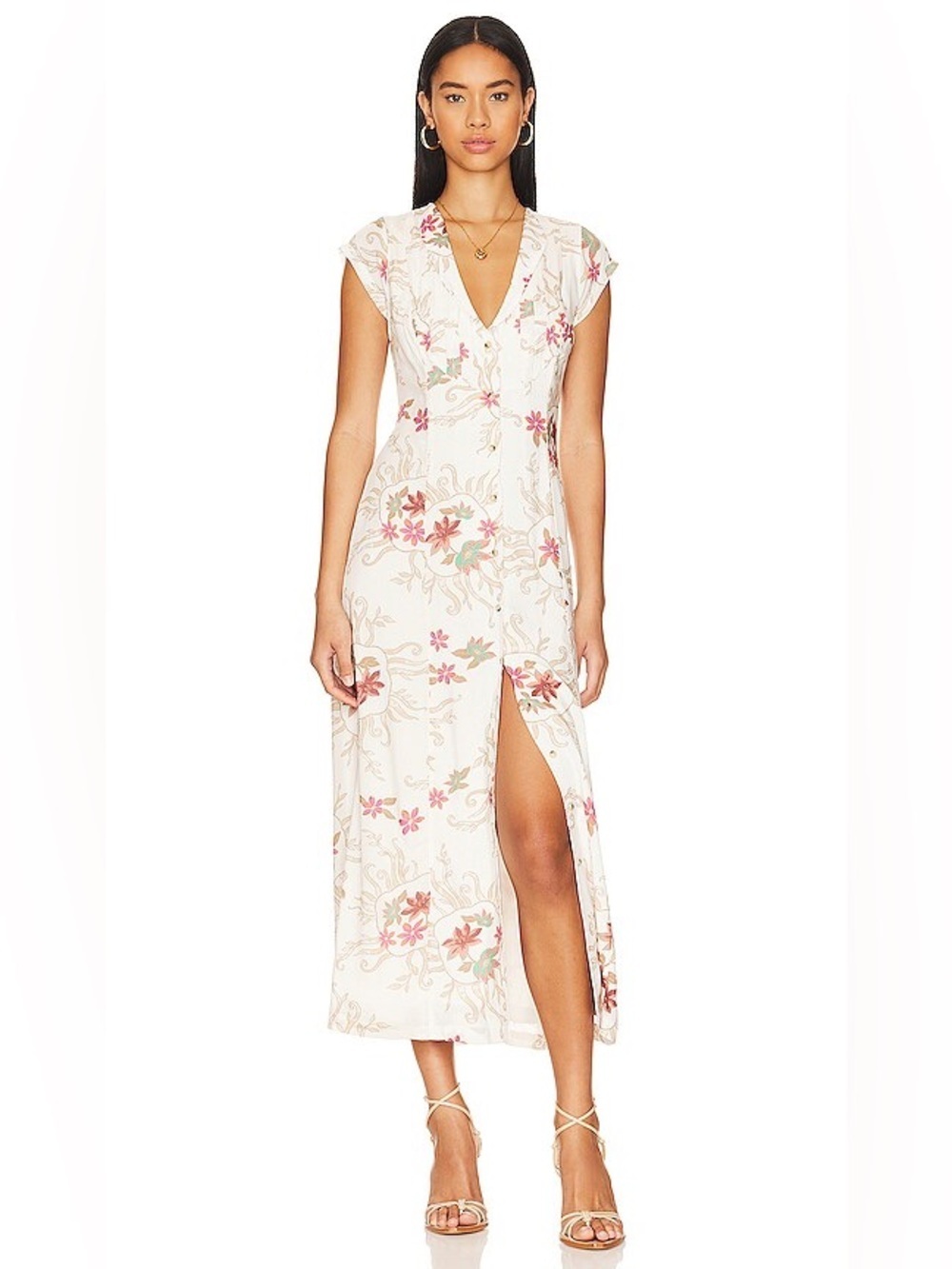 FREE PEOPLE FP Rosemary Printed Midi
Ivory Combo Floral Sundress Sun M Boho NWT